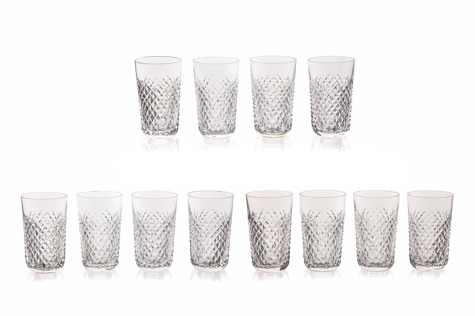 TWELVE WATERFORD ALANA CUT GLASS HIGHBALLS: .