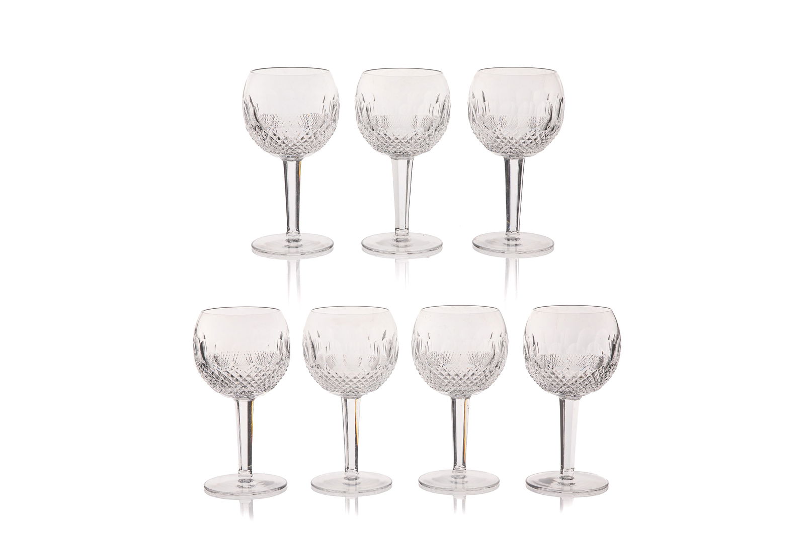 SEVEN WATERFORD COLLEEN CUT GLASS GOBLETS (1 of 2)