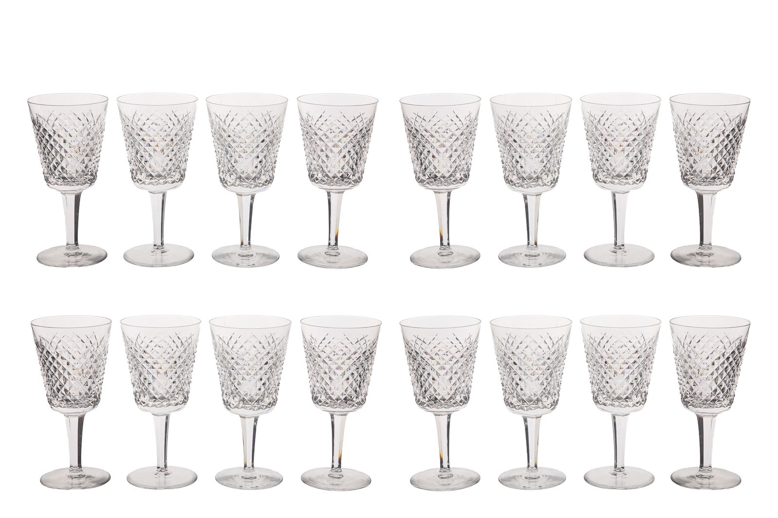 TWELVE WATERFORD ALANA CUT GLASS RED WINE GLASSES (1 of 1)