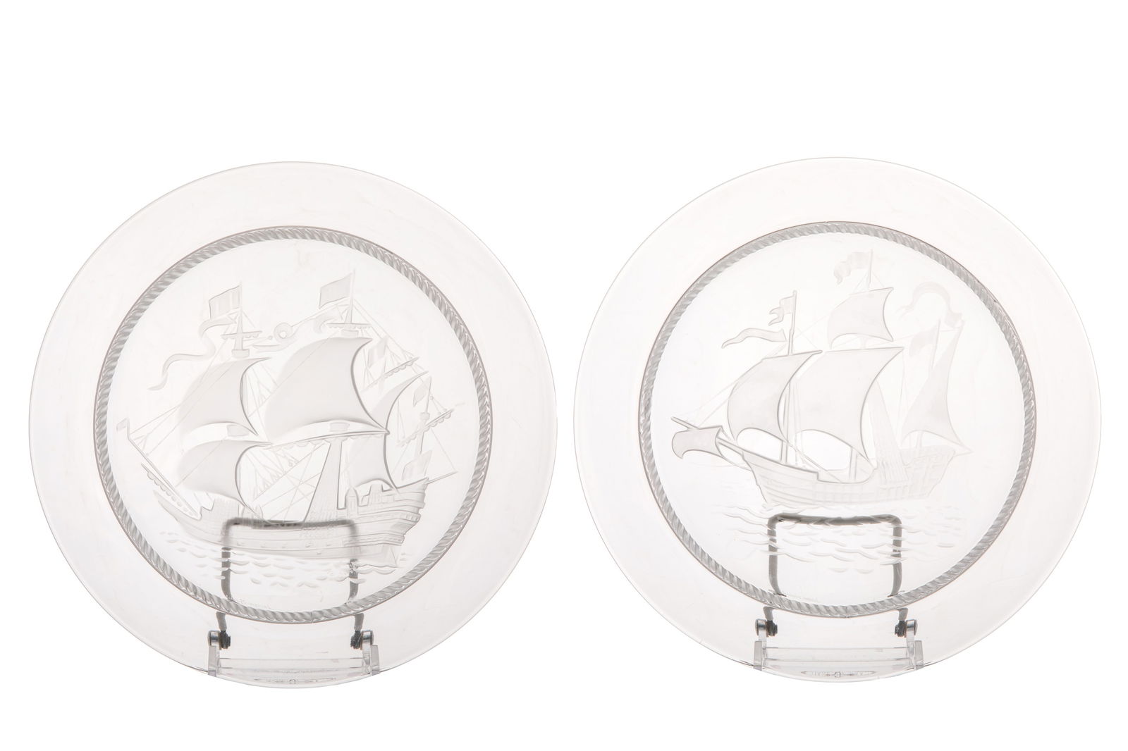 TWO VINTAGE LALIQUE FRANCE "SANTA MARIA" PLATES (1 of 5)