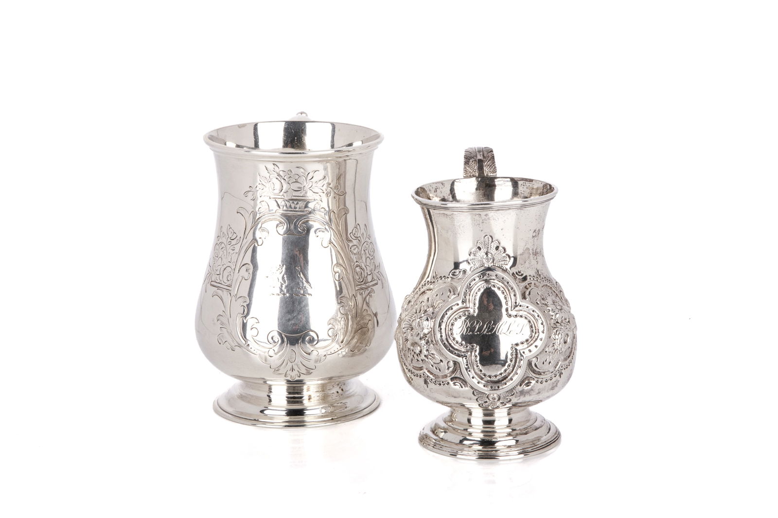 TWO VICTORIAN SILVER MUGS, 386g (1 of 6)
