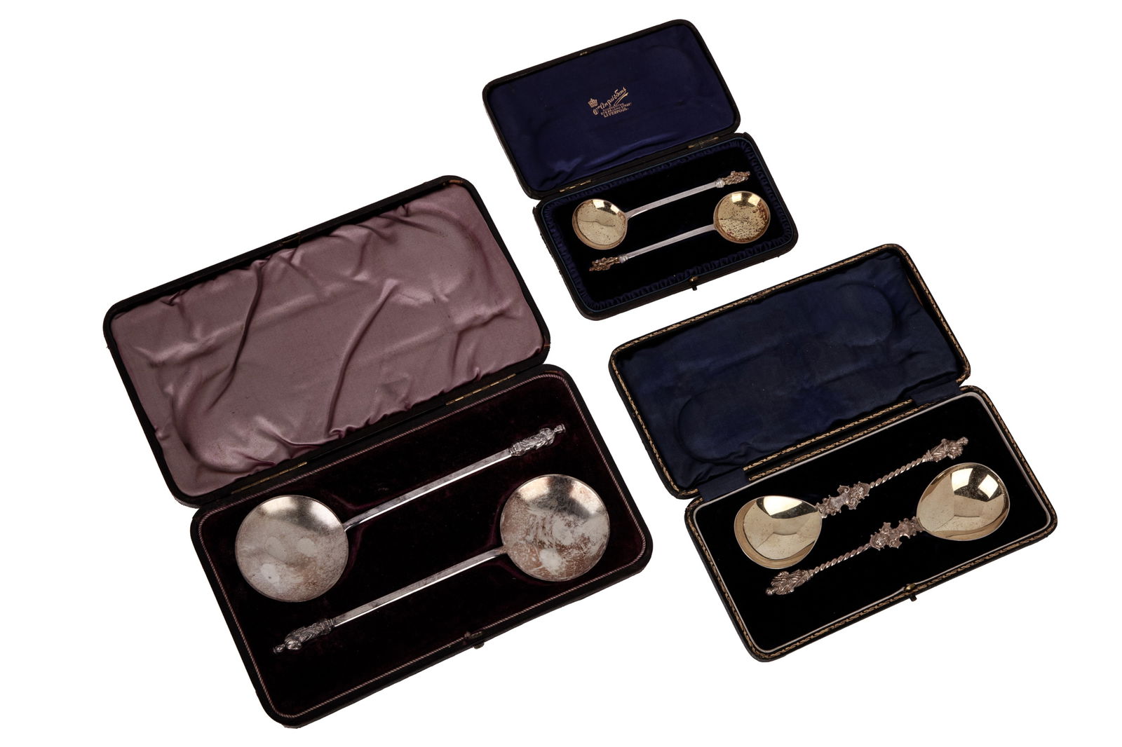 THREE CASED SETS OF SILVER APOSTLE SPOONS, 145g (1 of 5)