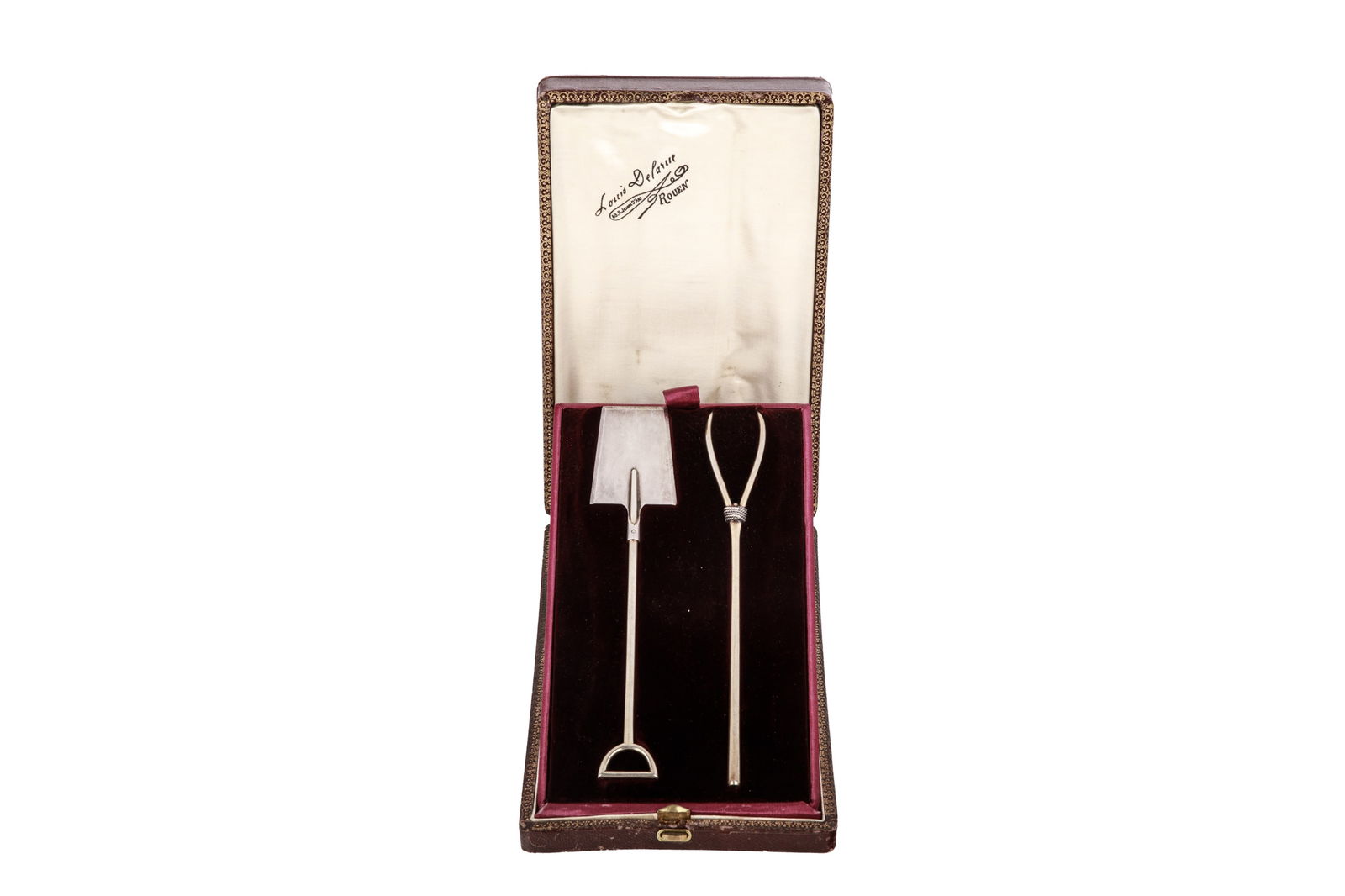 FRENCH NOVELTY CASED SILVER CHEESE UTENSILS, 85g (1 of 5)