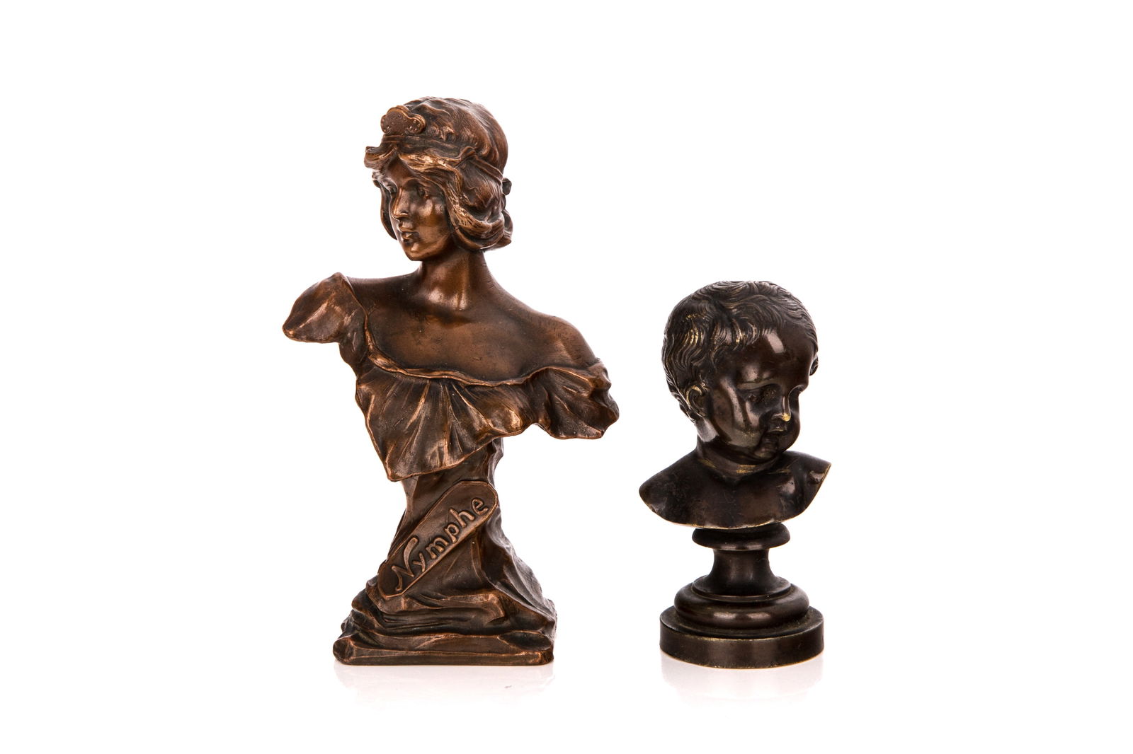 PAIR OF MINIATURE BRONZE BUSTS (1 of 6)
