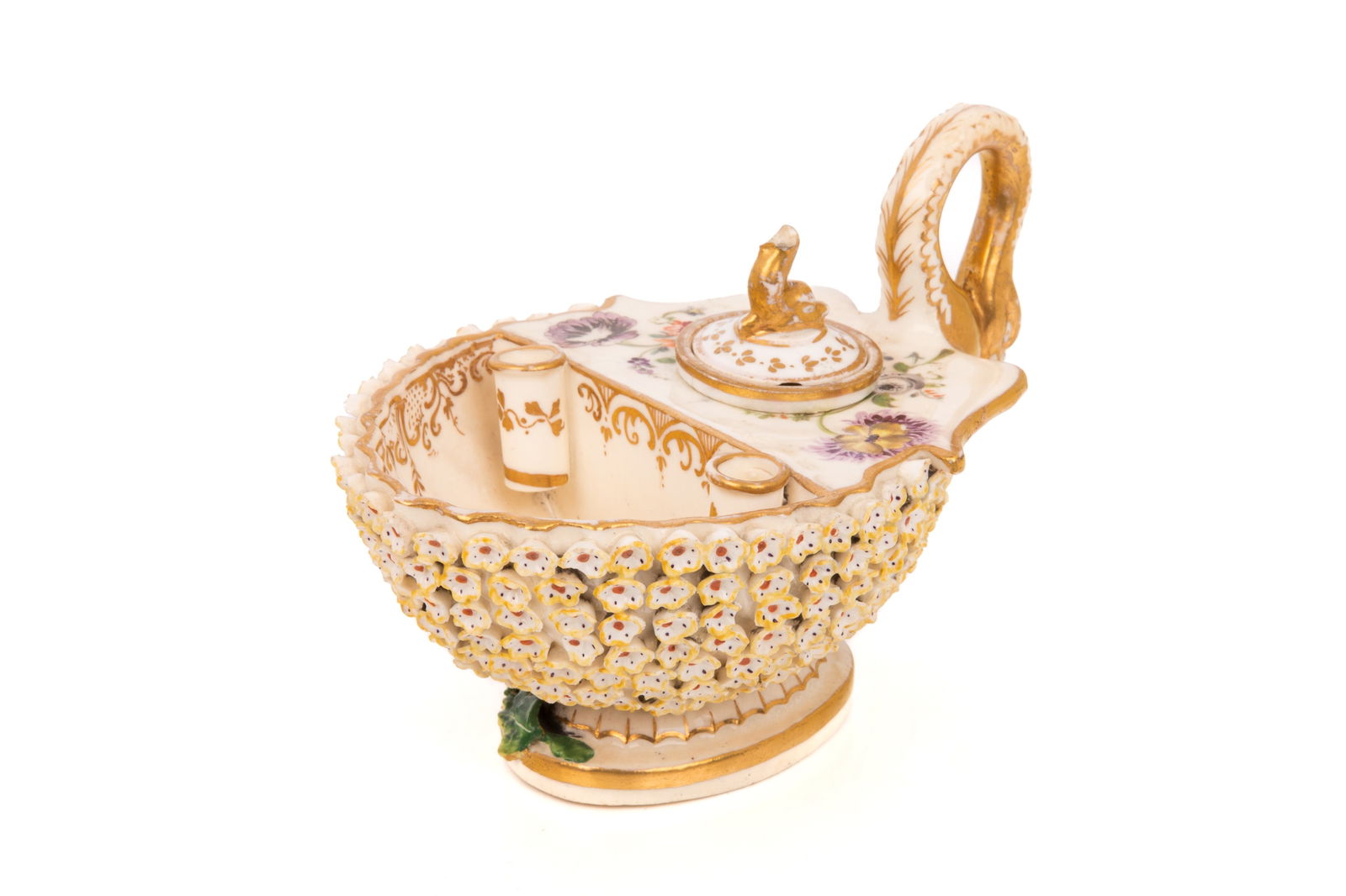 ANTIQUE PORCELAIN SWAN INKSTAND (1 of 6)