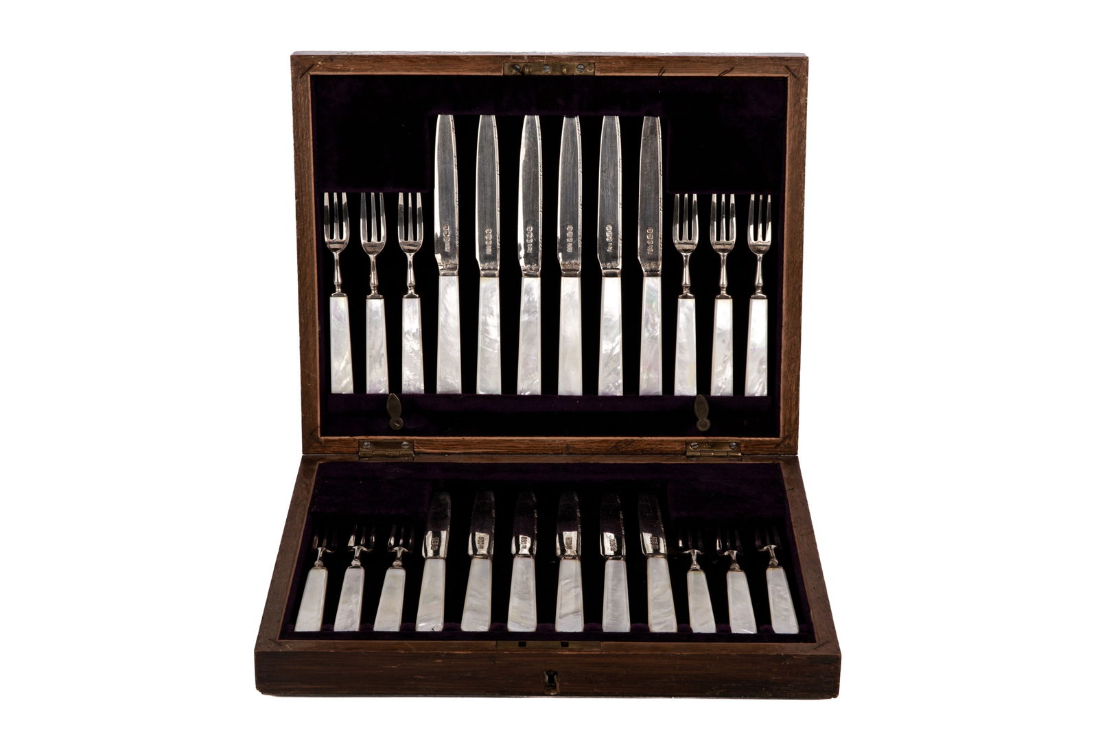 CASED SILVER & MOTHER OF PEARL FRUIT SET (1 of 4)