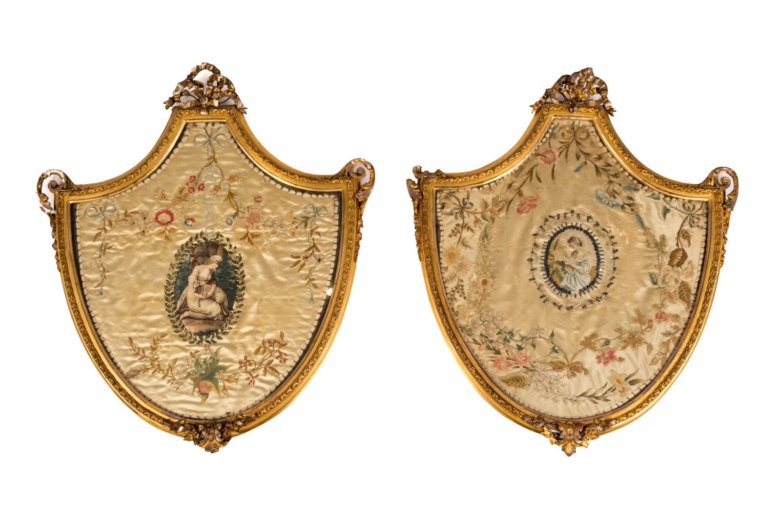 PAIR OF GEORGE III GILT FRAMED SILK TEXTILES (1 of 6)