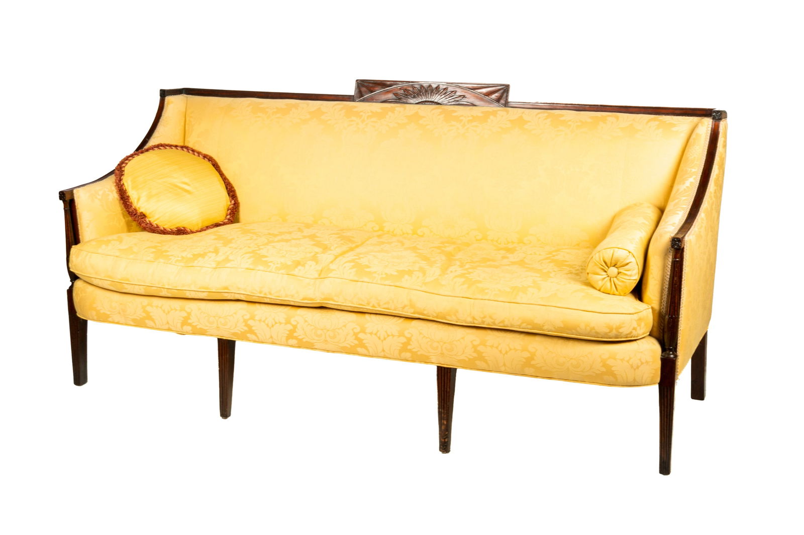 FEDERAL AMERICAN YELLOW UPHOLSTERED SETTEE (1 of 3)