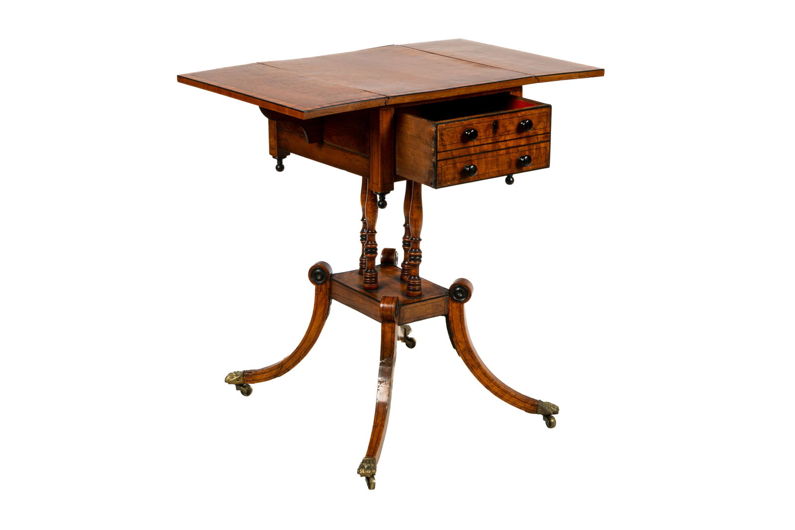 ANTIQUE REGENCY DROP-LEAF SIDE TABLE - 3