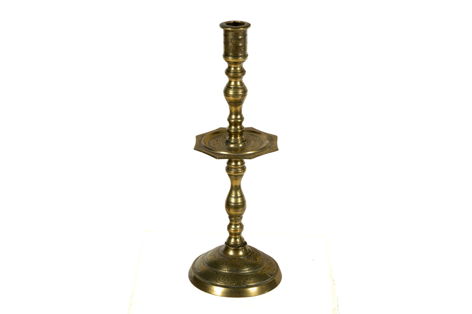 17th C SINGLE BRASS CANDLESTICK (1 of 4)