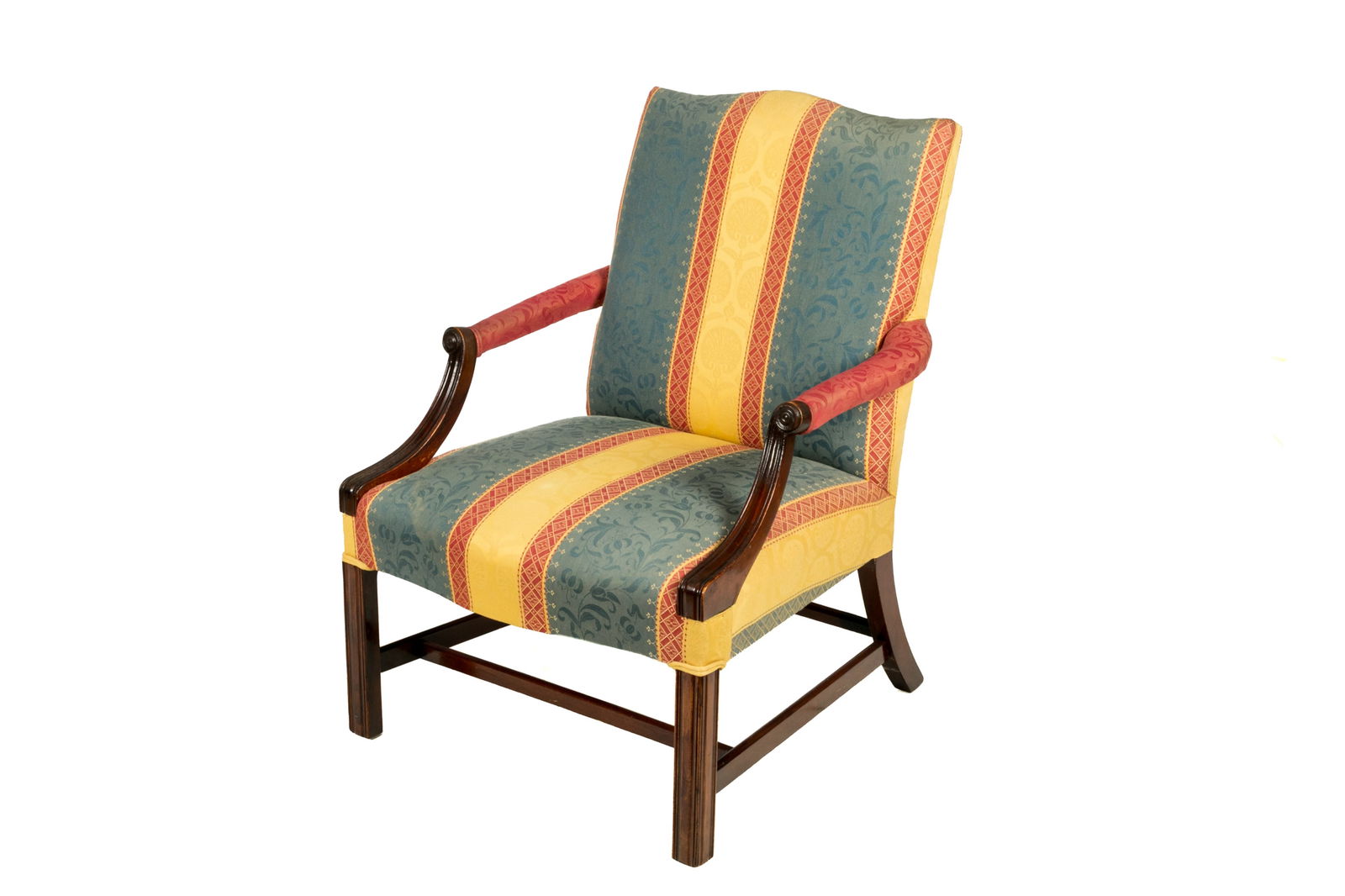 GAINSBOROUGH-FORM MAHOGANY ARMCHAIR: H. 36" x W. 26" x D. 20"