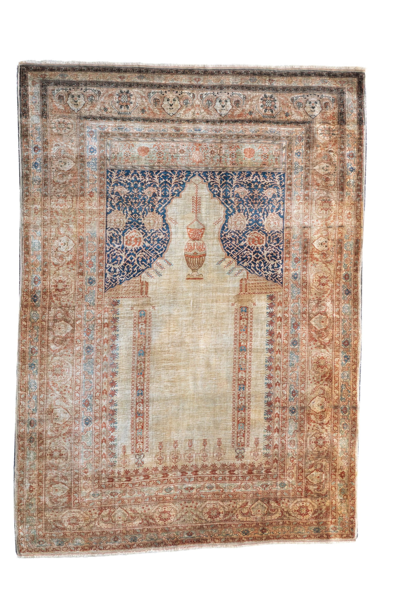 ANTIQUE SILK TABRIZ PRAYER RUG (1 of 3)