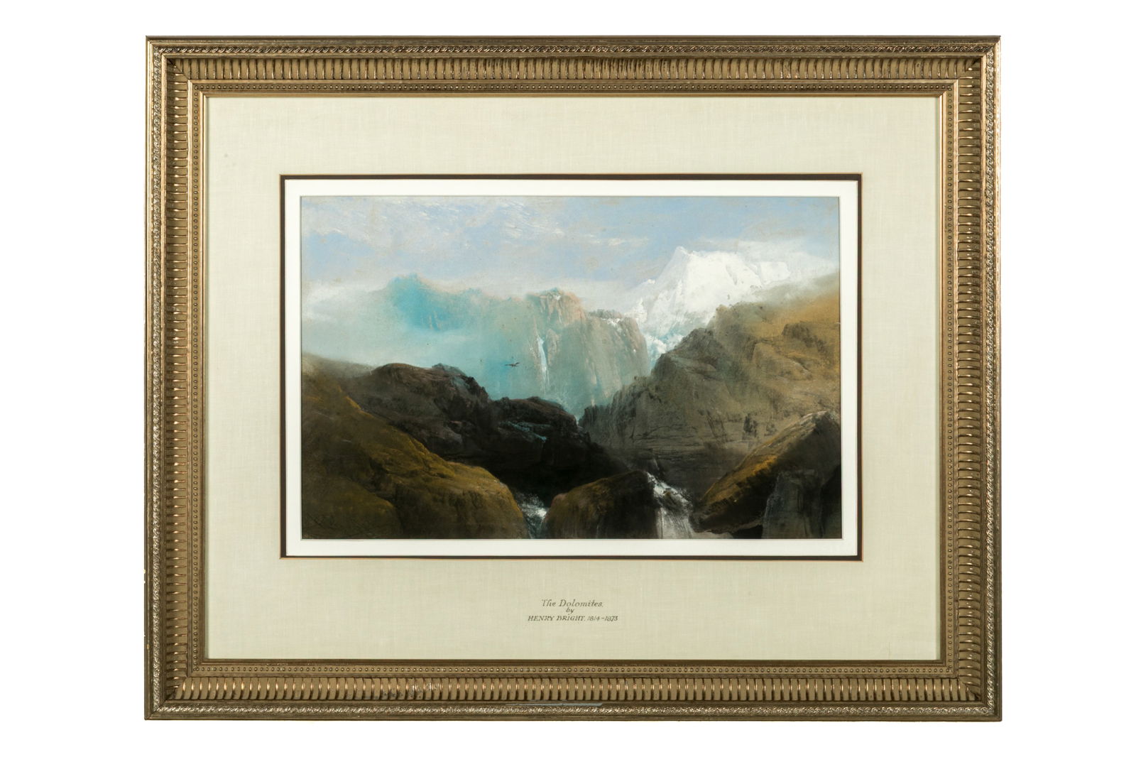 HENRY BRIGHT (British, 1810/14-1873): "The Dolomites" Pastel / colored chalk Signed bottom left Sight measurements: 11 1/4" x 18