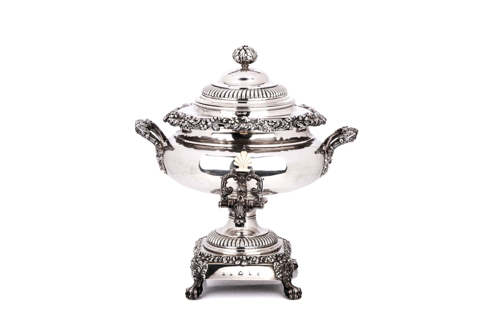 SCOTTISH REGENCY SILVER TEA URN, 4,415g (1 of 5)