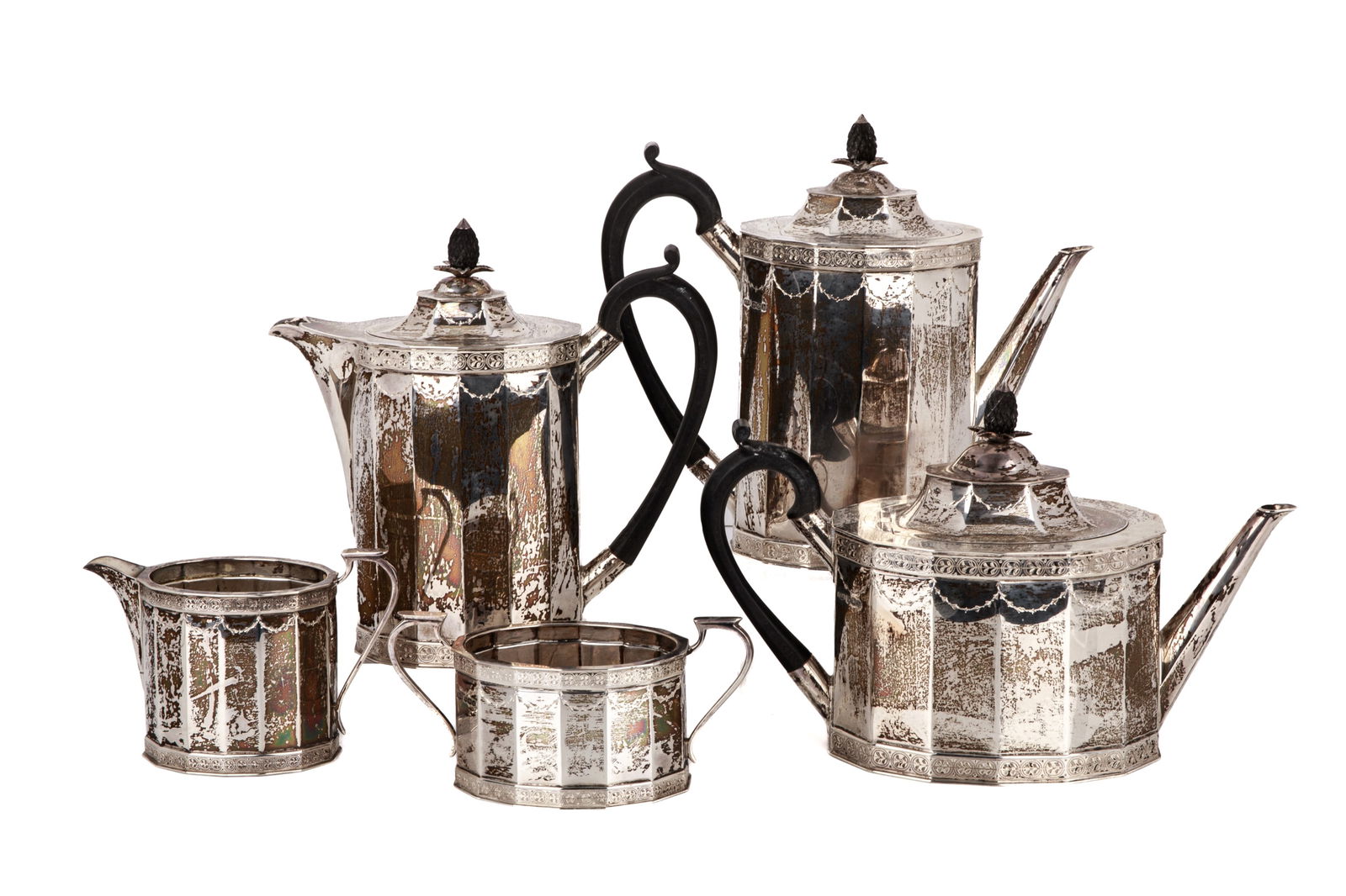 FIVE PC ENGLISH SILVER TEA & COFFEE SERVICE - 2