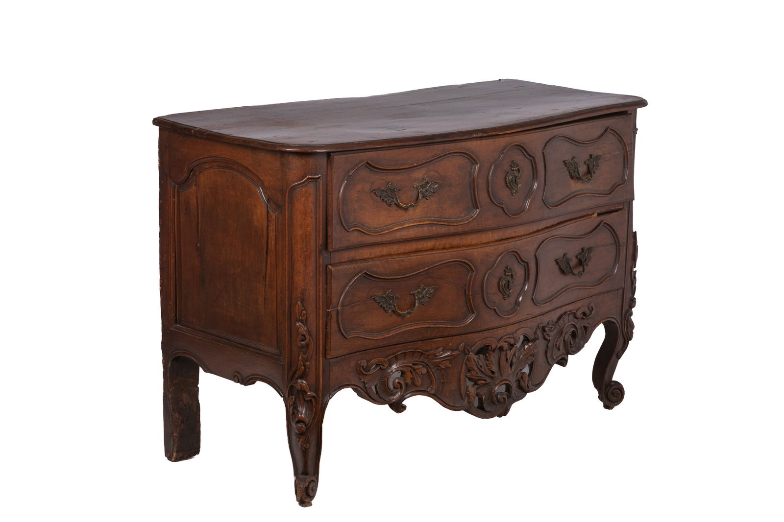 18th C. FRENCH PROVINCIAL WALNUT COMMODE (1 of 6)