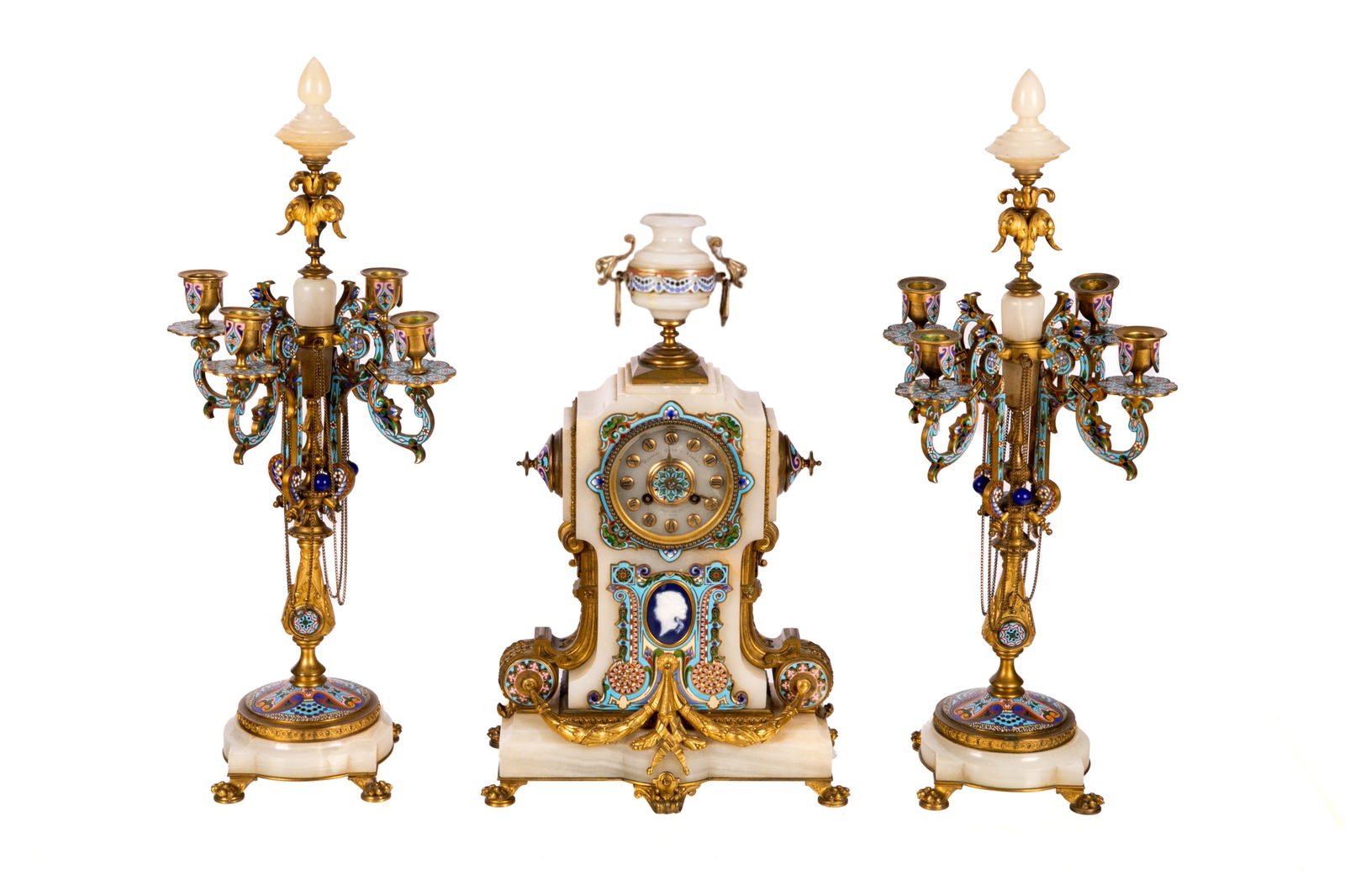 19th C FRENCH JAPY FRERES CLOCK GARNIATURE (1 of 5)