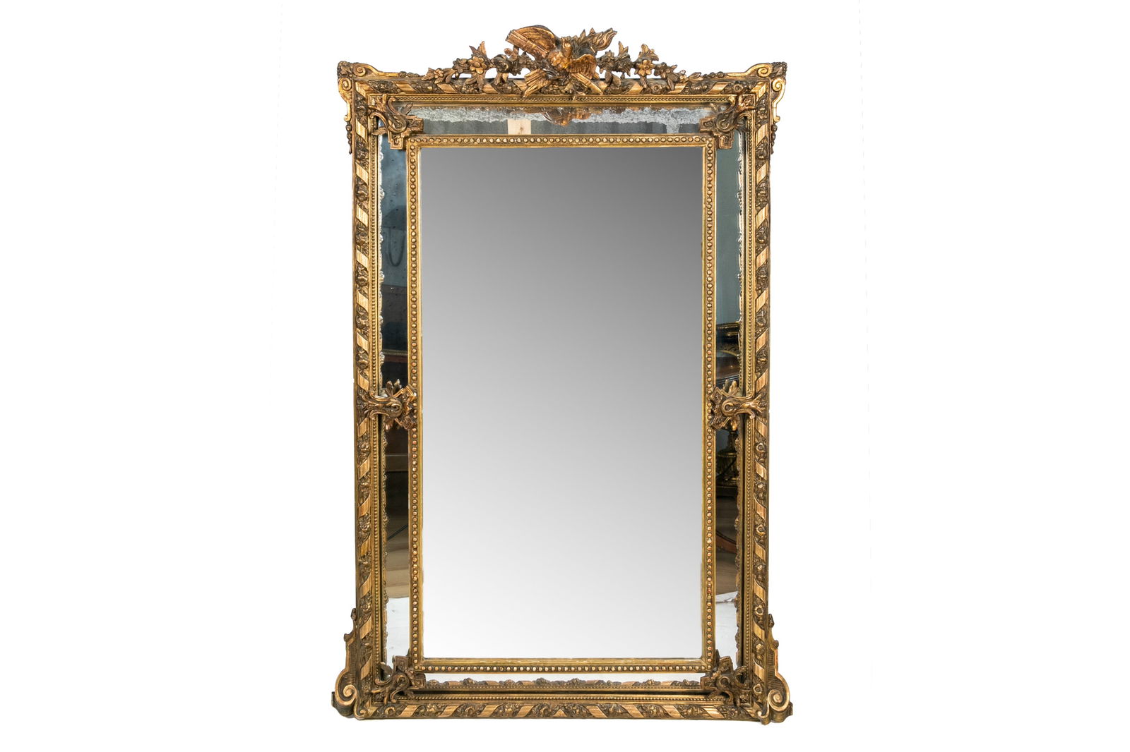 ANTIQUE FRENCH CARVED GILTWOOD FRAMED MIRROR (1 of 3)