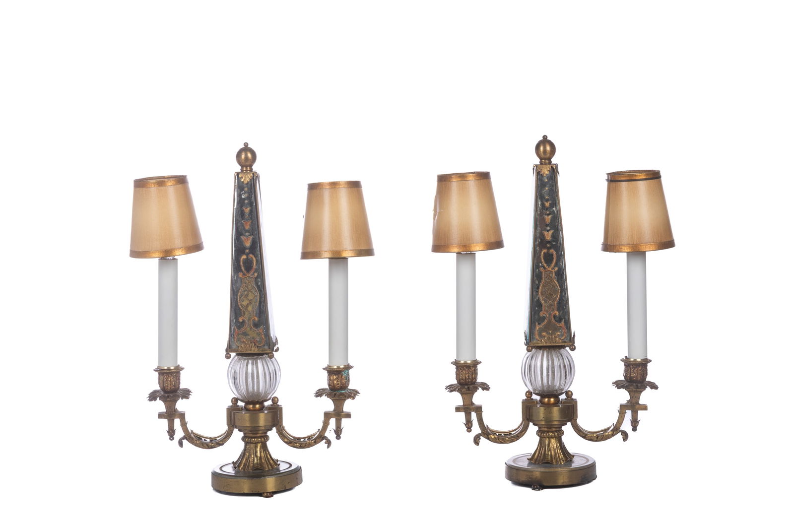 PAIR OF MIRRORED & BRONZE TABLE LAMPS (1 of 3)