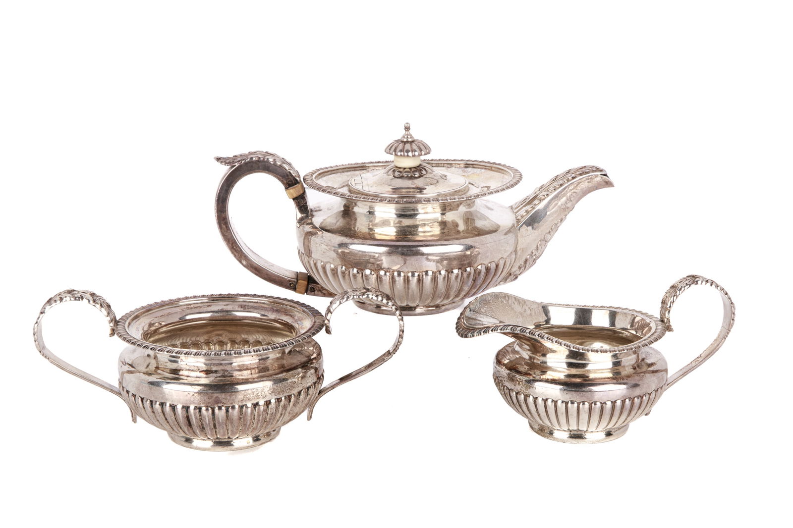 ENGLISH BACHELOR SILVER TEA SET, 805g (1 of 4)