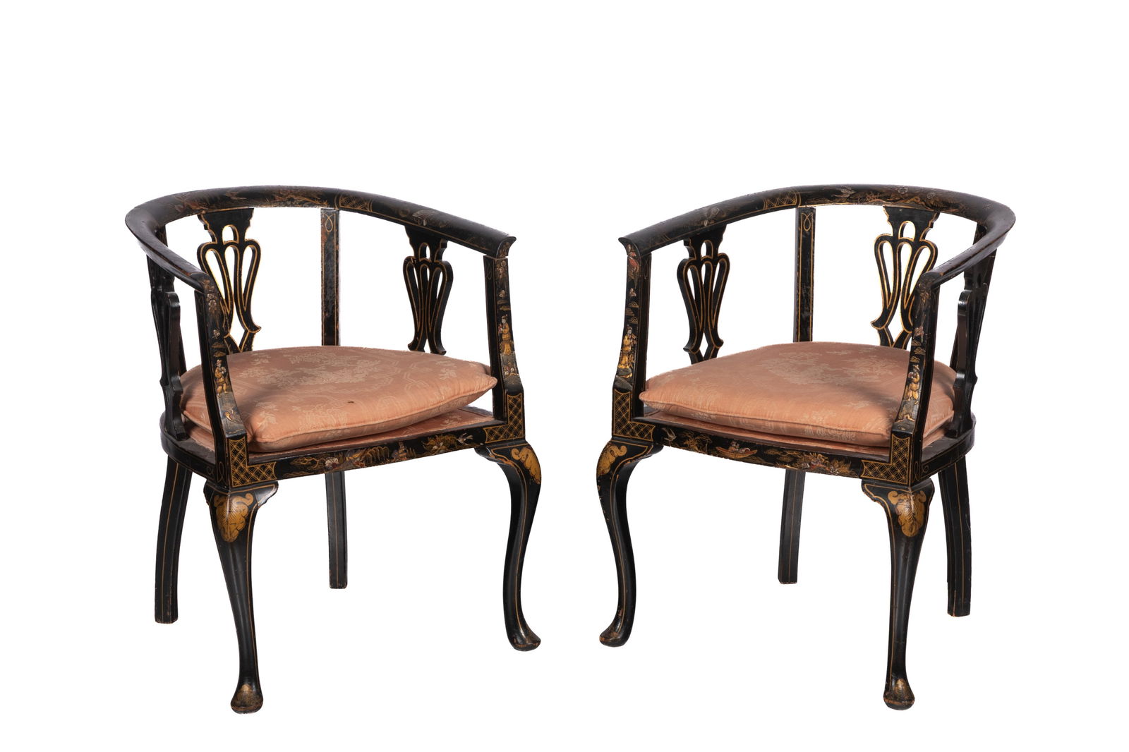 PAIR OF ENGLISH CHINOISERIE LACQUER ARMCHAIRS (1 of 6)
