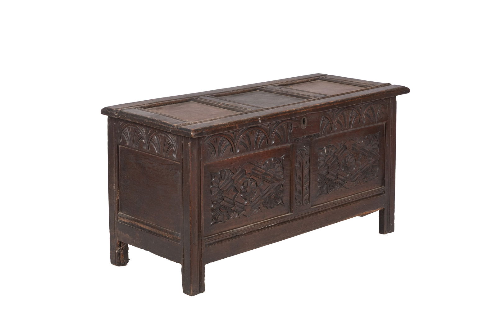 WILLIAM & MARY CARVED OAK COFFER CHEST (1 of 6)