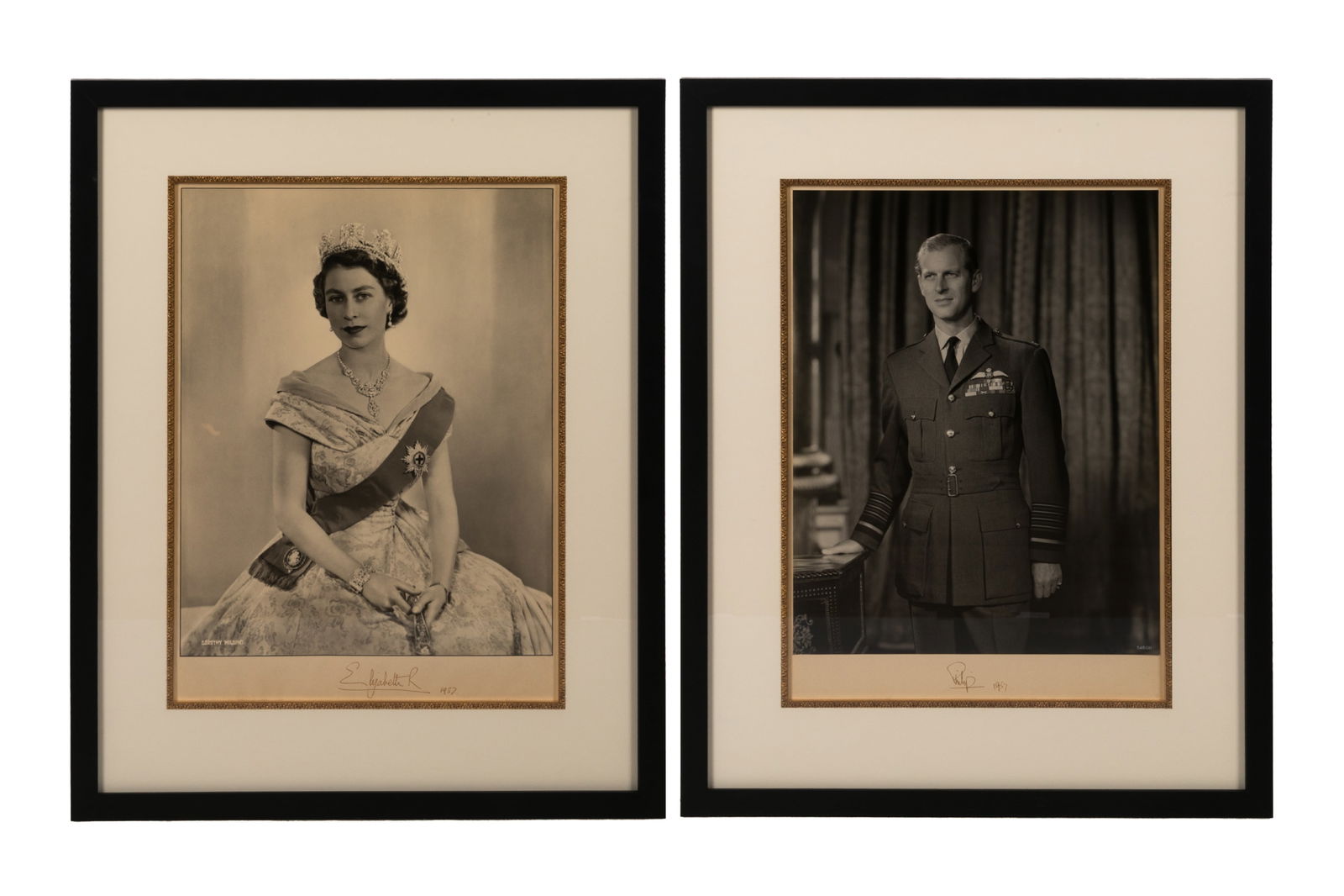 SIGNED PORTRAITS OF QUEEN ELIZABETH & THE PRINCE (1 of 8)
