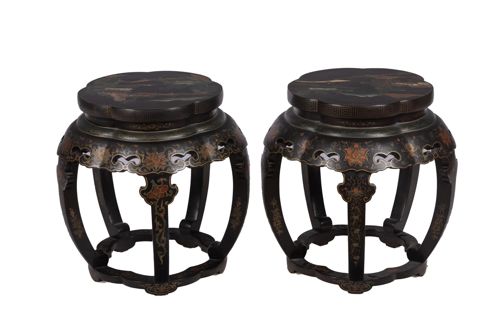 PAIR OF CHINESE HANDPAINTED LAQUER STANDS (1 of 4)
