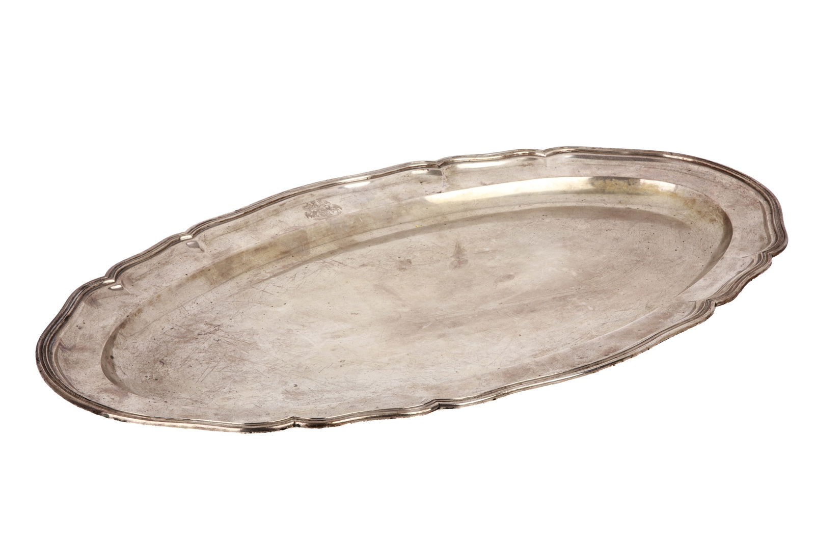 LARGE CONTINENTAL SILVER PLATTER, 1890g (1 of 5)