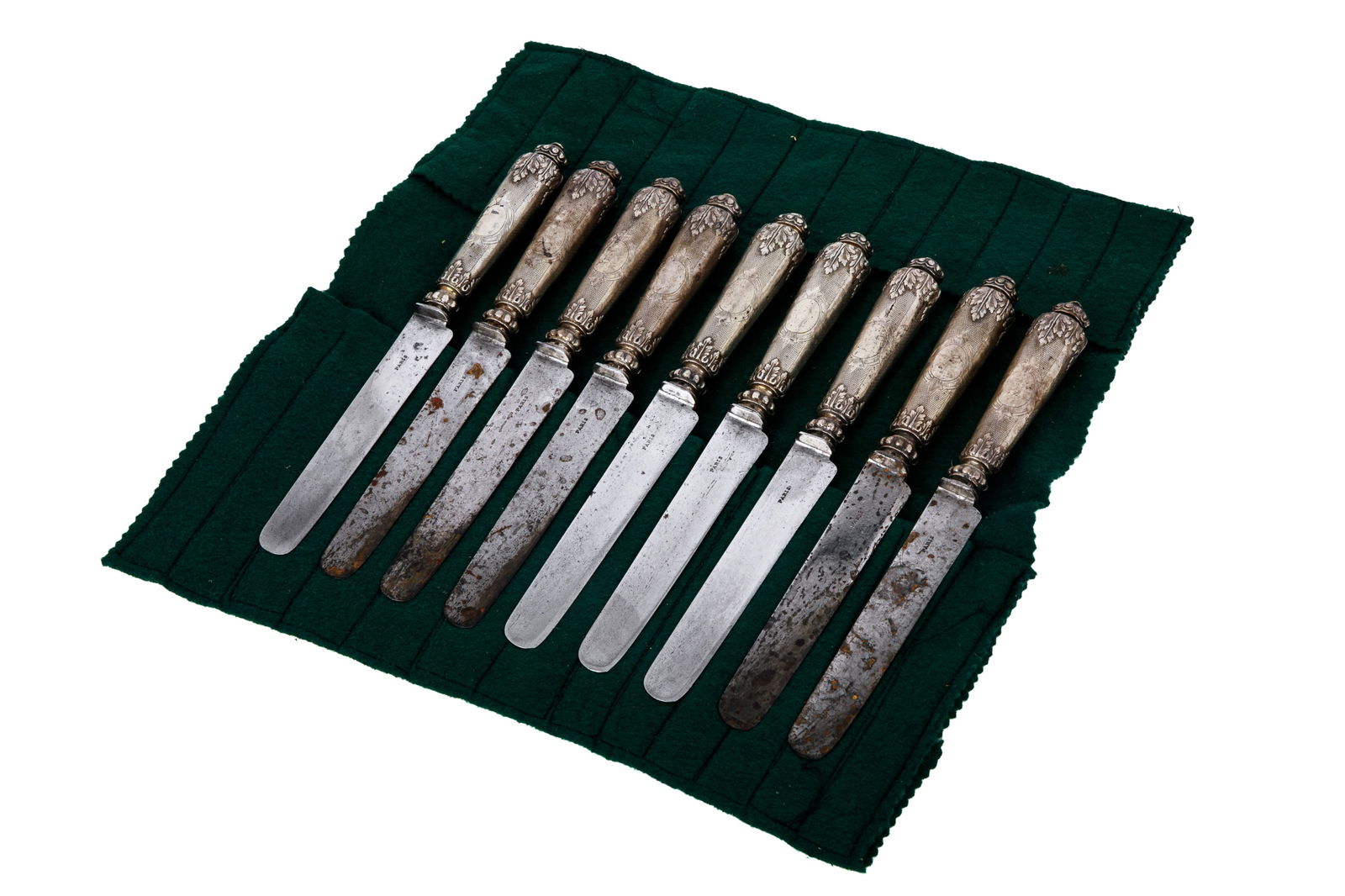 NINE ANTIQUE FRENCH SILVER HANDLED KNIVES (1 of 4)
