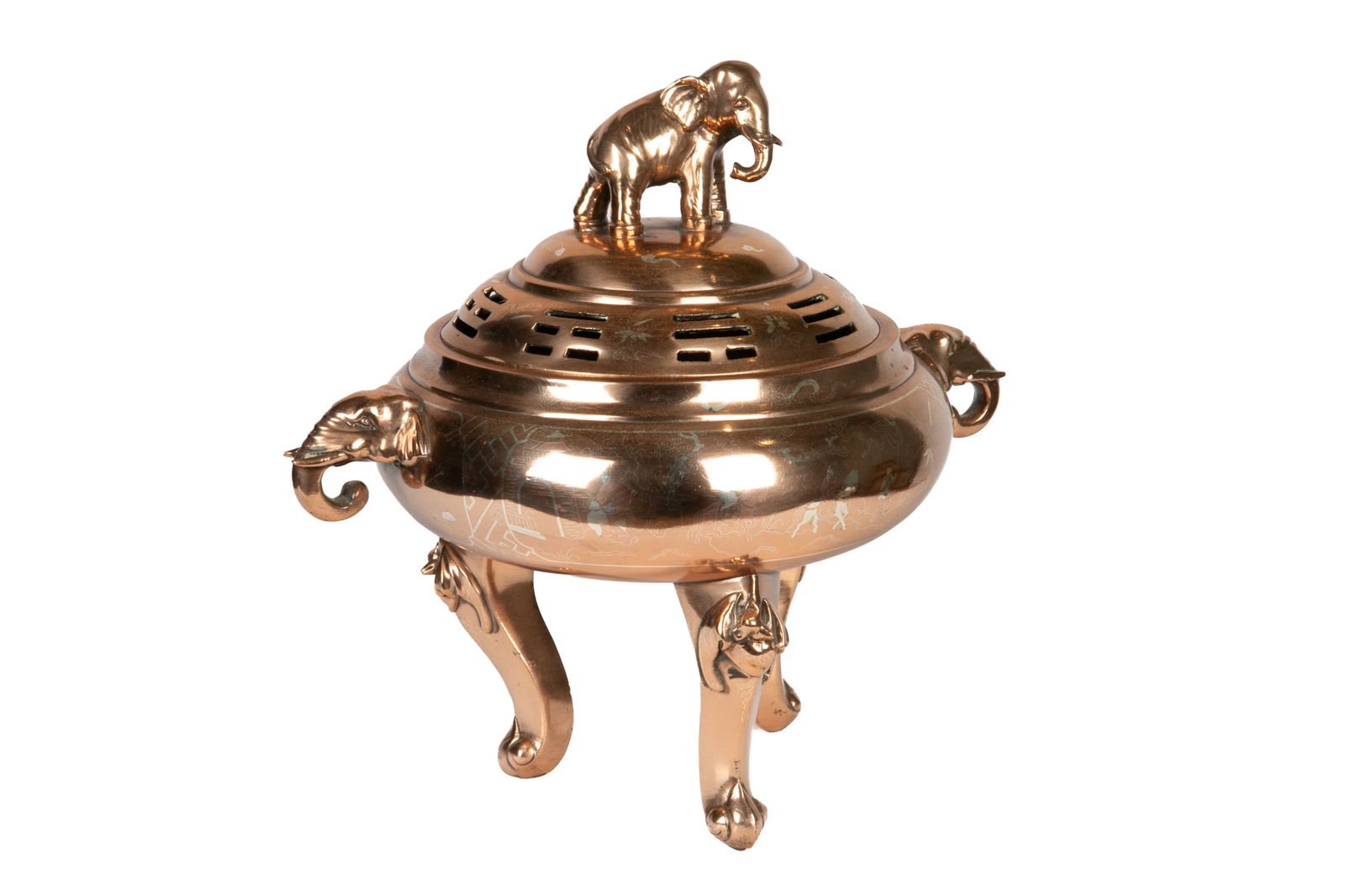 ASIAN POLISHED BRONZE CENSER (1 of 5)
