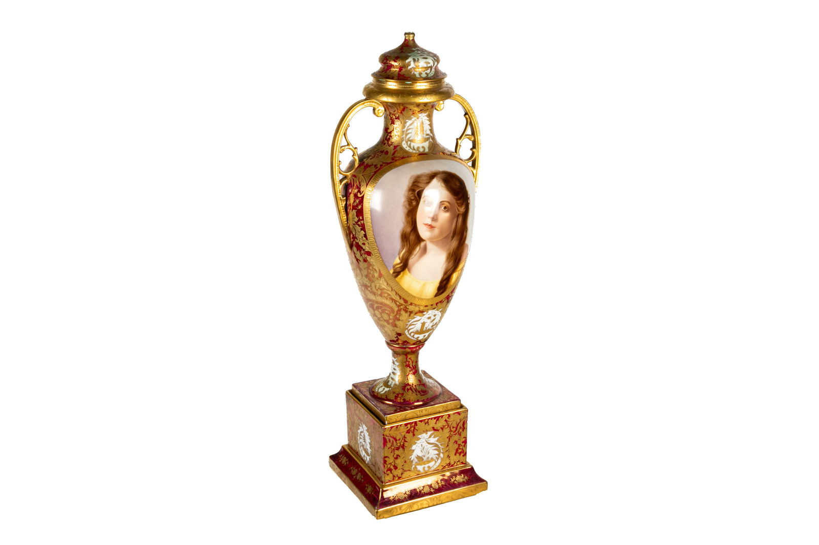 LARGE VIENNA PORCELAIN PORTRAIT VASE URN (1 of 7)