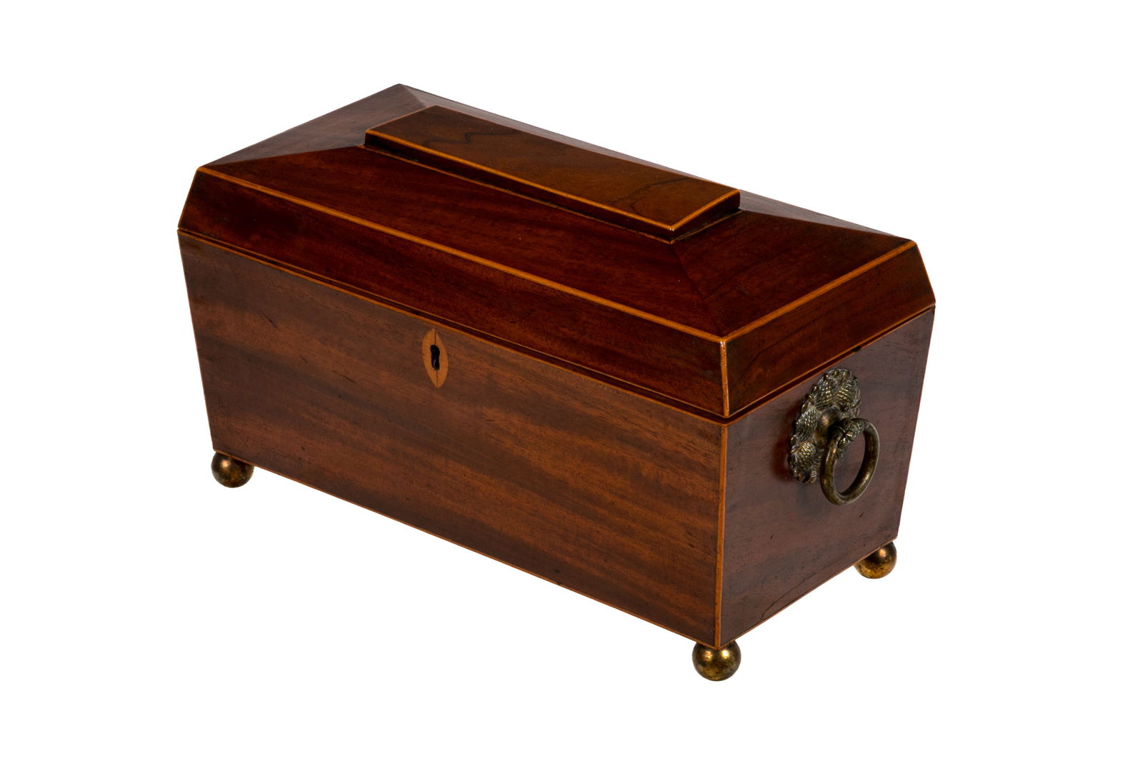 19th C ENGLISH MAHOGANY TEA CADDY (1 of 7)