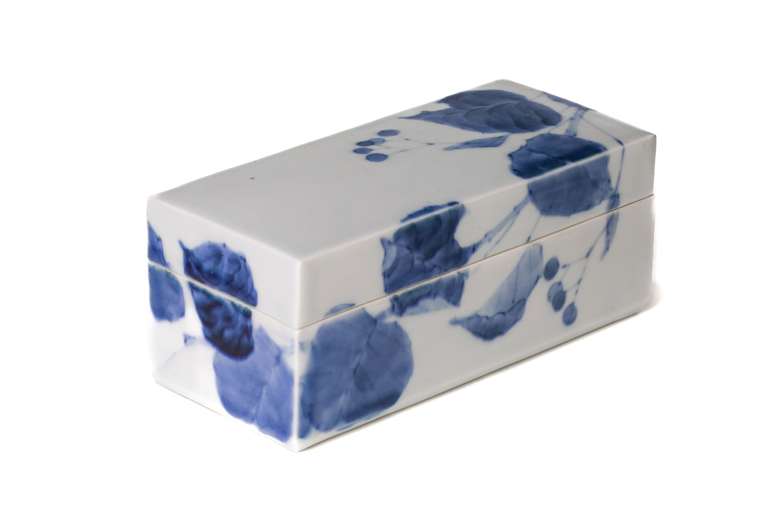 RECTANGULAR BLUE AND WHITE PORCELAIN BOX (1 of 5)