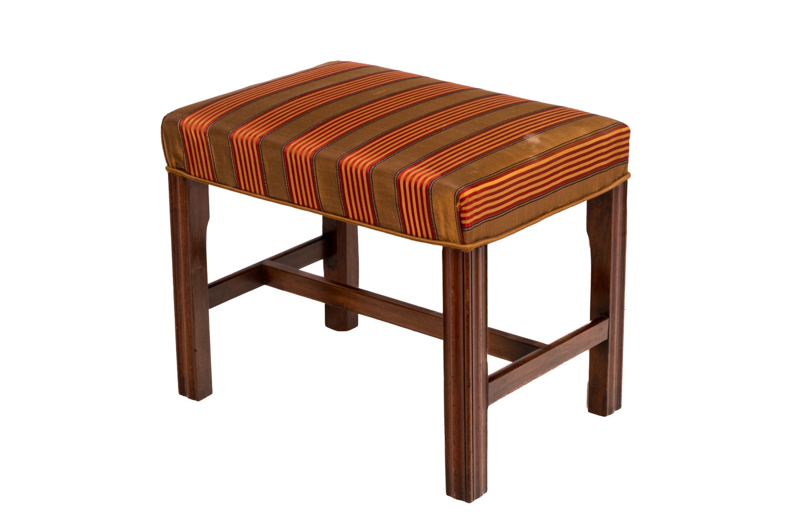 GEORGIAN MAHOGANY & UPHOLSTERED FOOTSTOOL (1 of 4)