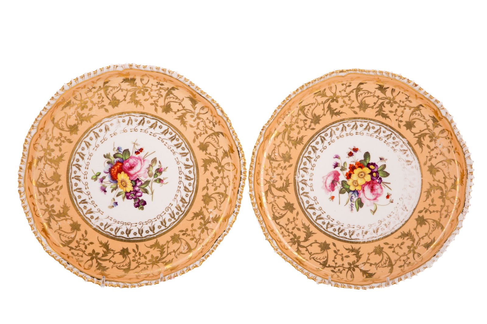 PAIR OF 19th C ENGLISH PORCELAIN FOOTED PLATES (1 of 2)