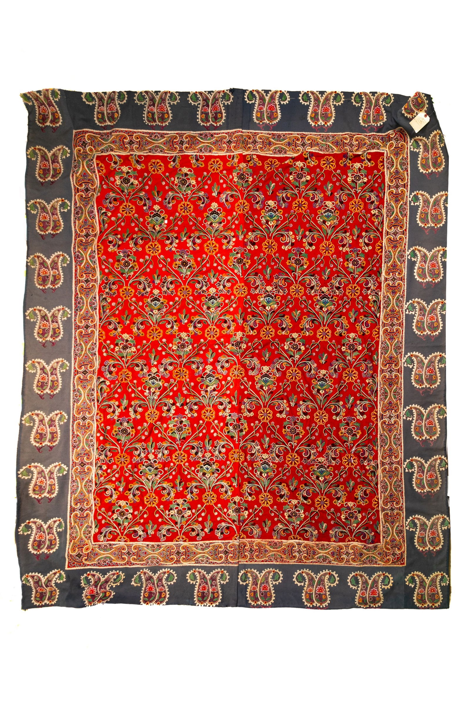 ANTIQUE PERSIAN TERMEH EMBROIDERED SUZANI COVERLET (1 of 3)