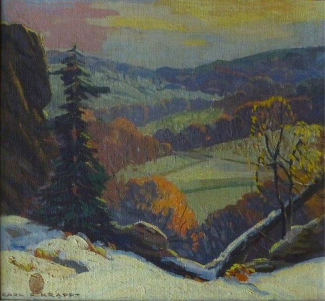 CARL RUDOLPH KRAFFT (American, 1884-1938): HORSESHOE MOUND Oil on Canvas. Signed Lower left with thumbprint 12 5/8 in. x 13 ½ in. (39.6 cm. x 34.25 cm.)