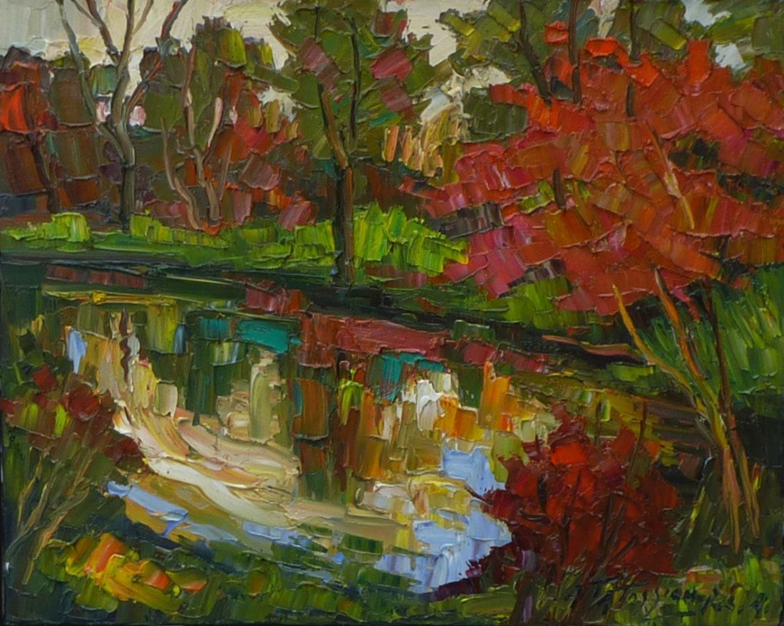 ARMAND TATOSSIAN, RCA (Canadian, 1948 - ): EN TOURNE SAUVAGE Acrylic on canvas. Signed lower right. Titled verso 16 in. x 20 in. (40.64 cm. x 50.8 cm.) Provenance: Purchased from the artist by owner