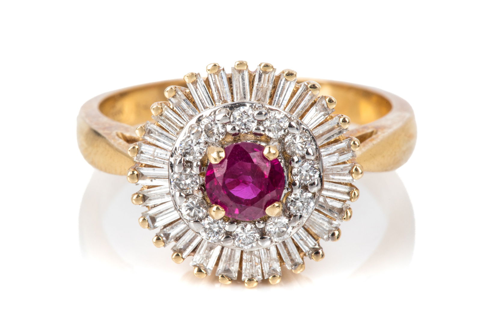 14K RUBY & DIAMOND HALO RING 4.1g (1 of 3)
