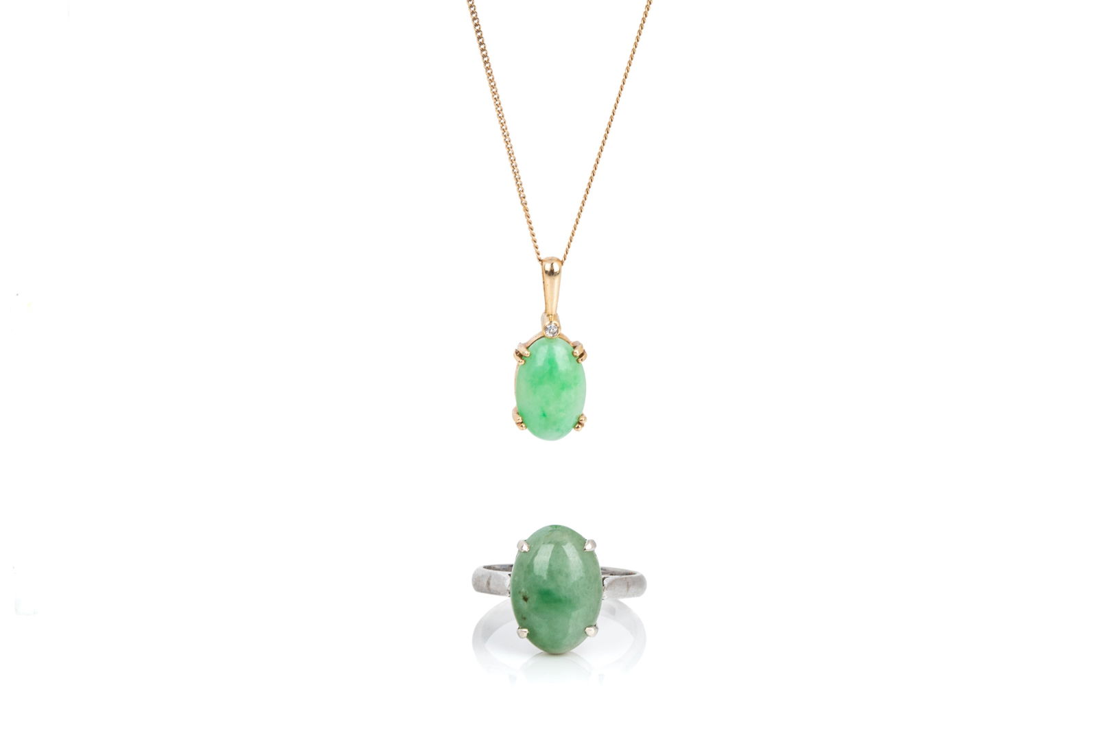 14K & 10K JADEITE RING & PENDANT PAIRING 7.2g (1 of 5)