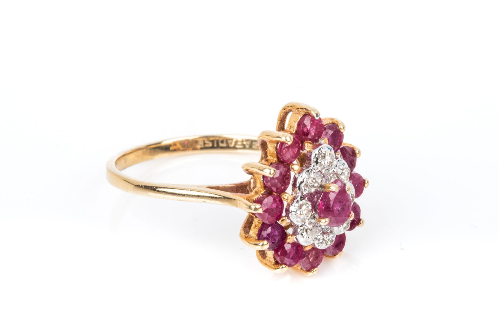 10K RUBY & DIAMOND CLUSTER RING 2.4g - 2