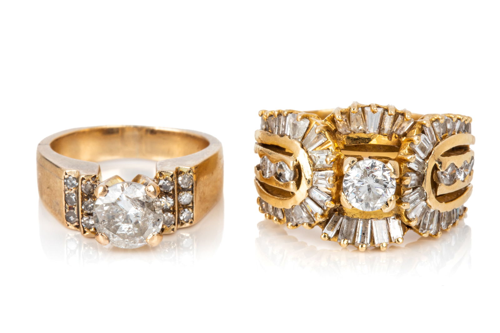 PAIR OF 18K & 14K GOLD & DIAMOND RINGS 20g (1 of 3)