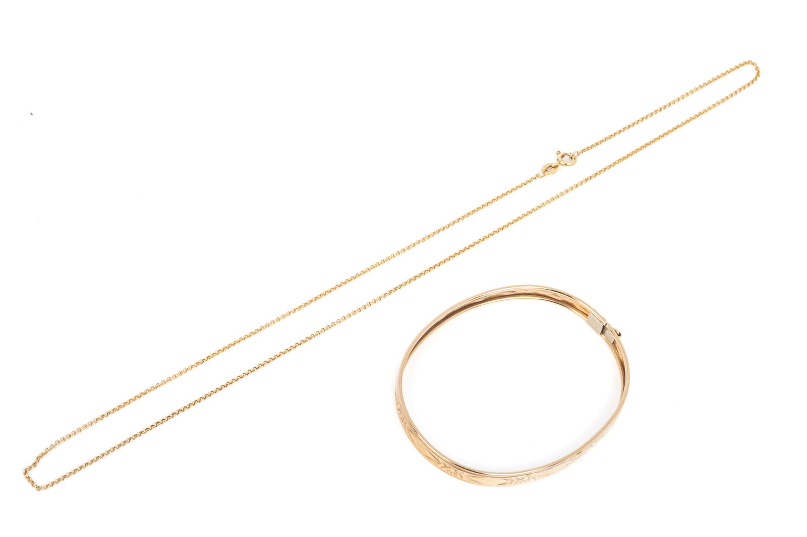 10K GOLD BANGLE & CHAIN PAIRING 7.9g (1 of 5)