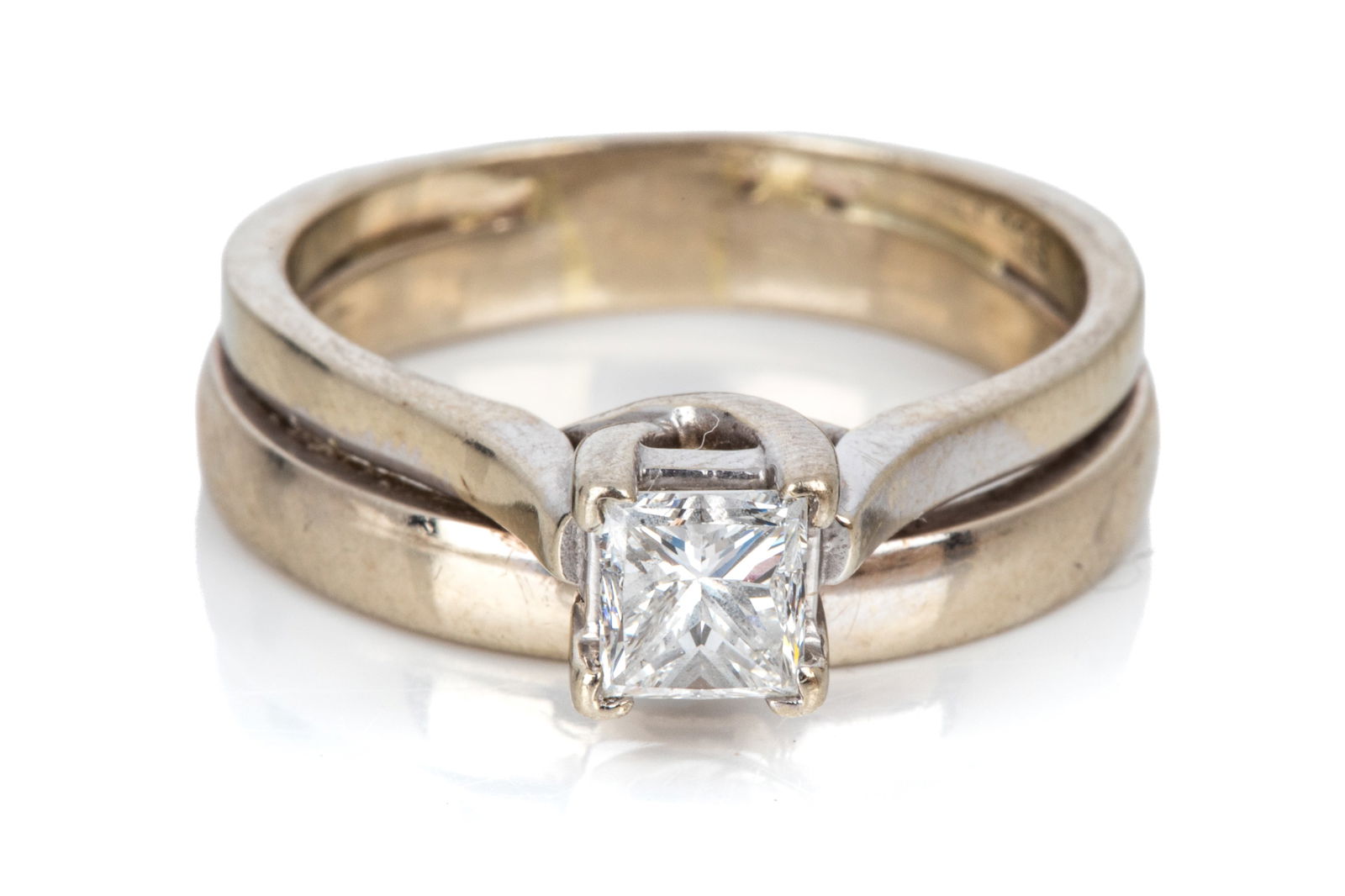 14K PRINCESS DIAMOND SOLITAIRE WEDDING SET 6.9g (1 of 3)