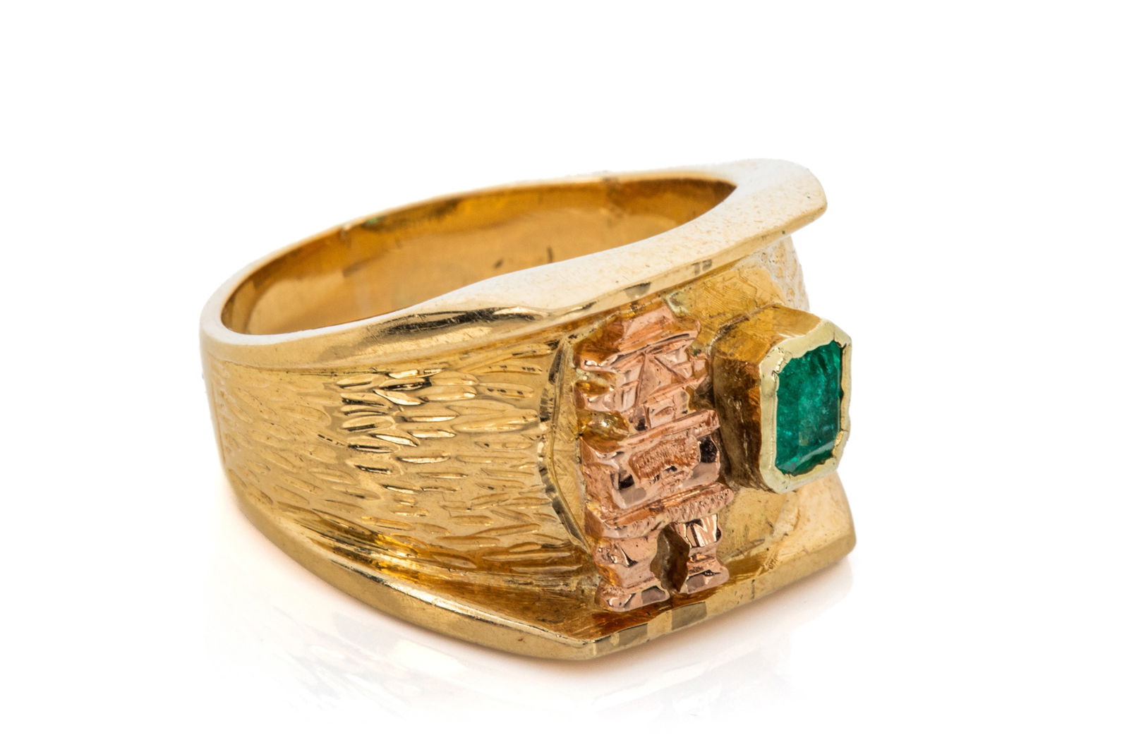 18K PRE-COLUMBIAN STYLED EMERALD RING 15.5g - 2