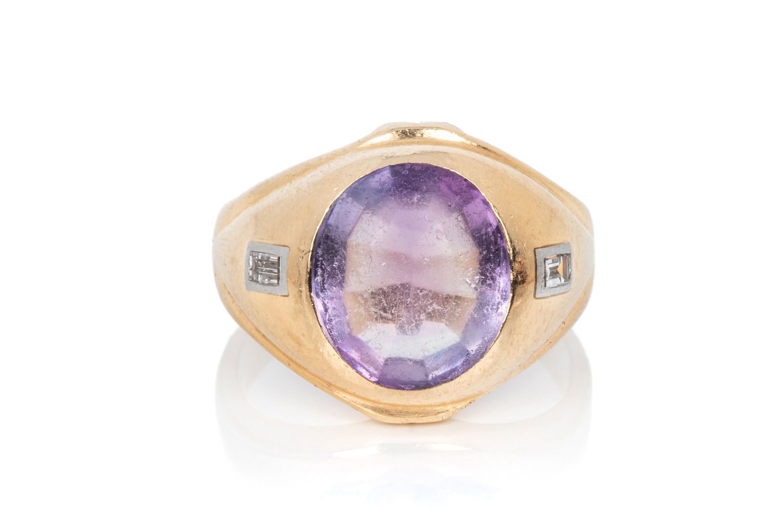 14K AMETHYST & DIAMOND RING 10g (1 of 3)
