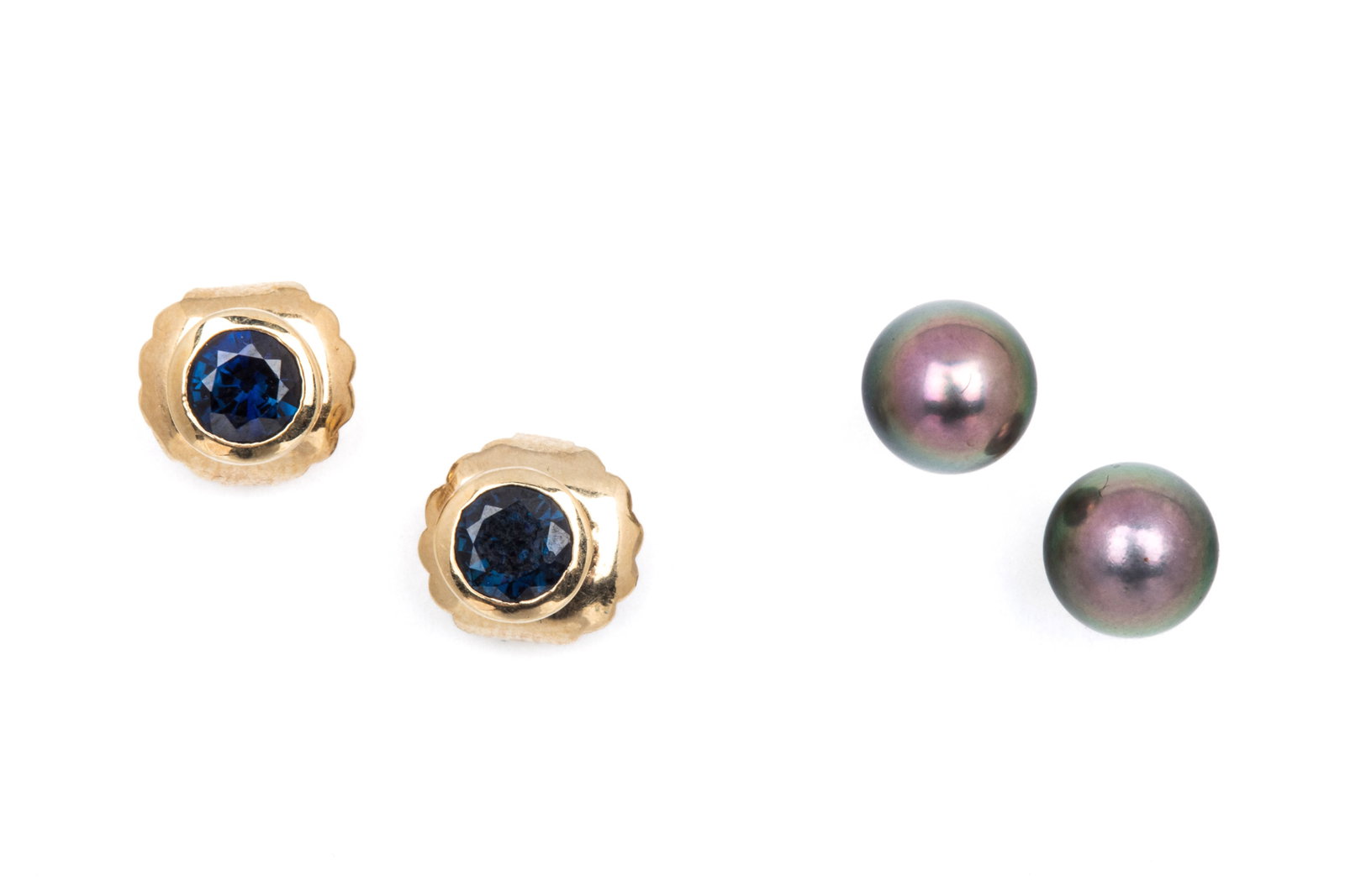 2 PAIRS OF 14K GOLD & GEMSTONE EARRINGS 4.3g (1 of 4)