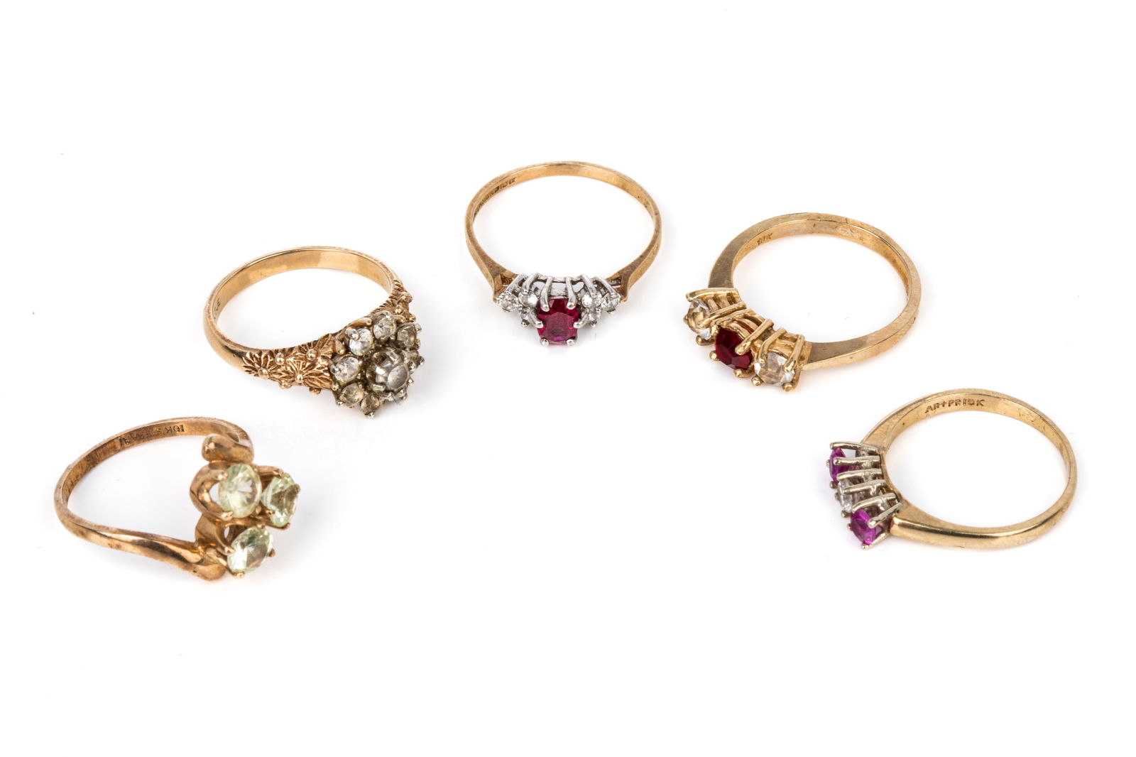 10K GOLD & SYNTHETIC GEMSTONE RINGS 13.5g (1 of 7)