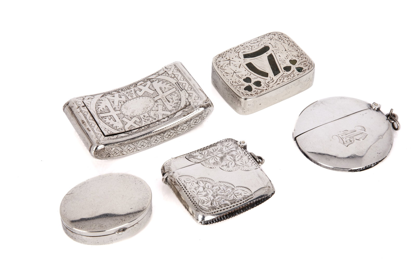 A GROUP OF ENGLISH SILVER BOXES, 112g (1 of 7)